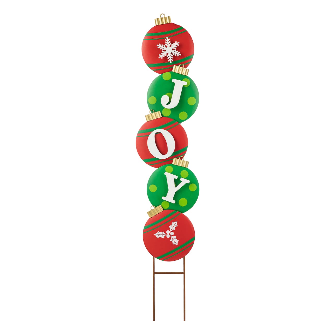 Glitzhome&#xAE; 42&#x22; Metal JOY Ornament Yard Stake/Wall D&#xE9;cor